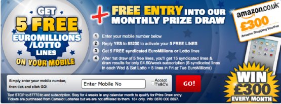 5 FREE chances to win the next UK Lotto National Lottery