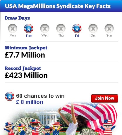 60 chances to win
£ 8 million on the US Mega Millions Lotto