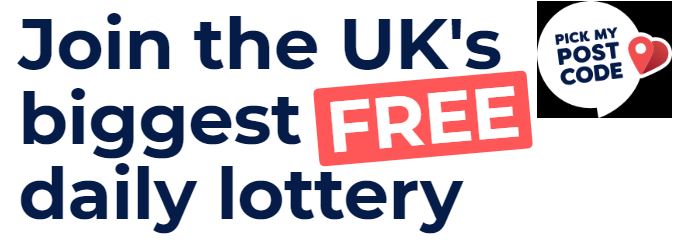PickMyPostcode ,UK's Freee Daily lottery